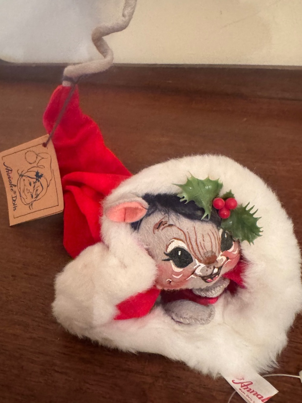 Vintage 1988 Annalee Christmas Mouse in Red Stocking 7730